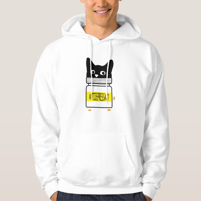 Funny Fur Antidepressiv Katze Pet Lover Hoodie (Vorderseite)