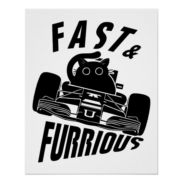 Funny FURRwous car fahr cat Poster (Vorderseite)
