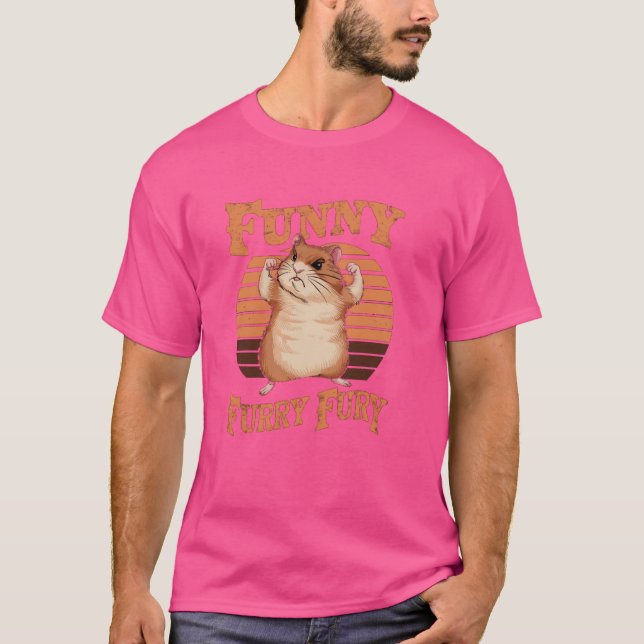 Funny Furry Fury Strong Hamster Power Pose T-Shirt (Vorderseite)
