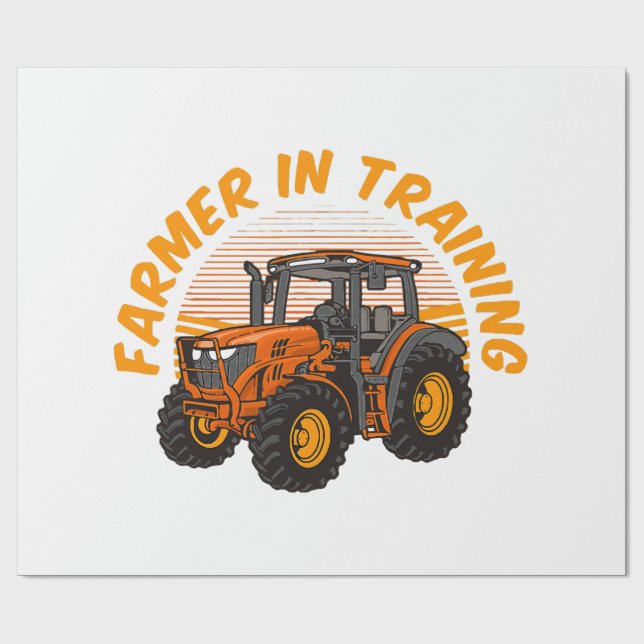 Funny Future Bauer in Training Traktor Farm Geschenkpapier (Flach)