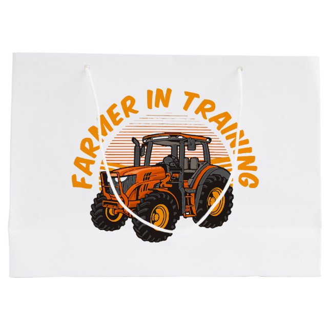 Funny Future Bauer in Training Traktor Farm Große Geschenktüte (Rückseite)