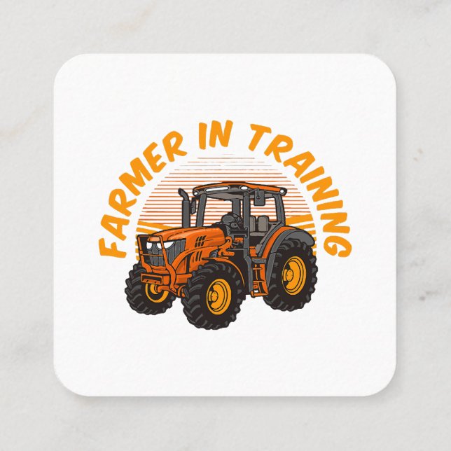 Funny Future Bauer in Training Traktor Farm Quadratische Visitenkarte (Rückseite)