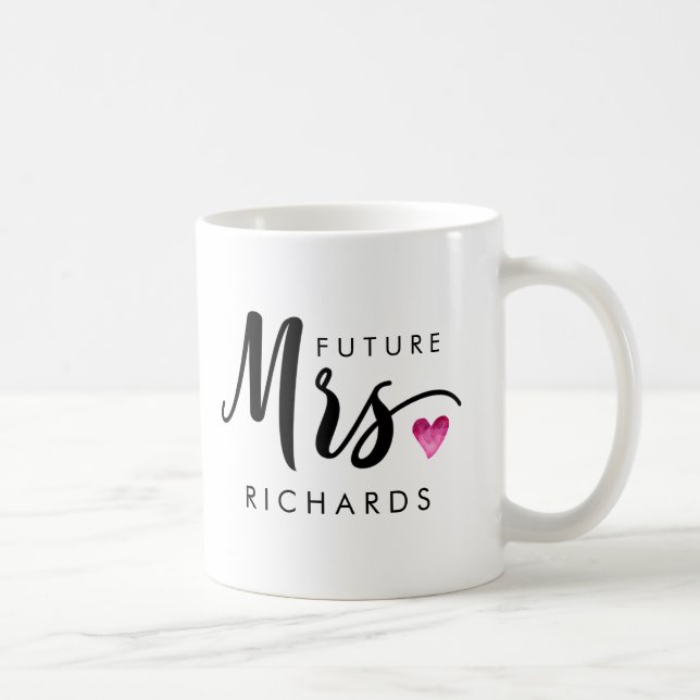 Funny Future MRS. Typografisches rosa Wasserfarben Tasse (Rechts)