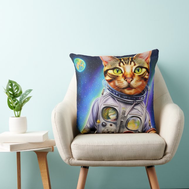 Funny Futuristic Astronaut Cat Kissen (Stuhl )