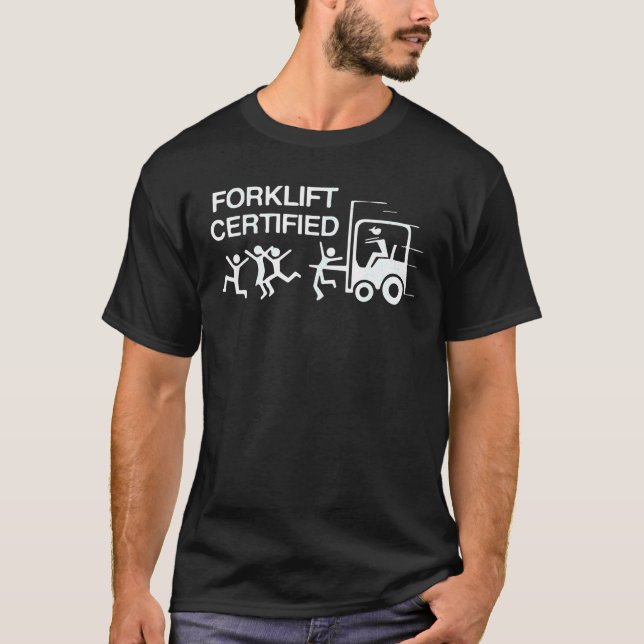 Funny Gabelstapler Forklift Certified Retro V T-Shirt (Vorderseite)