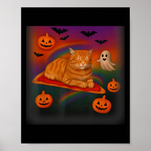 Funny Galaxy Cat In Space Cat Reiten Pizza Hallowy Poster