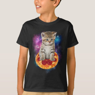 Funny Galaxy Cat in Space - Cat Reiten Pizza und T T-Shirt