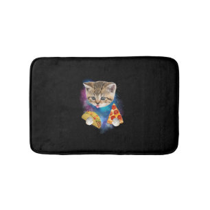 Funny Galaxy Cat Shirt _ Space Cat essen Pizza und Badematte