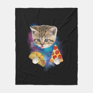 Funny Galaxy Cat Shirt _ Space Cat essen Pizza und Fleecedecke
