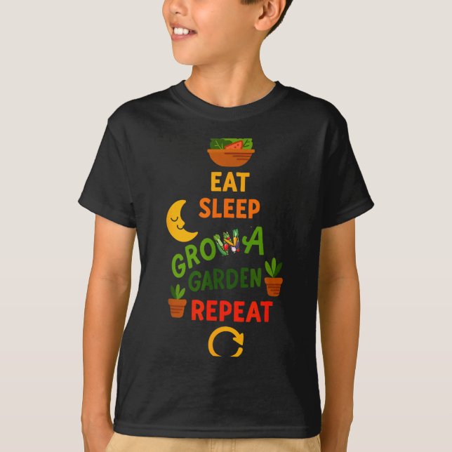 Funny Game Eat Sleep Grow A Garden Repeat Gamer De T-Shirt (Vorderseite)