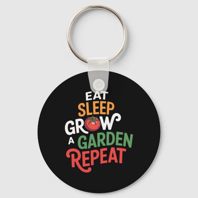 Funny Game Eat Sleep Grow A Garden Repeat Gamer Te Schlüsselanhänger (Vorderseite)