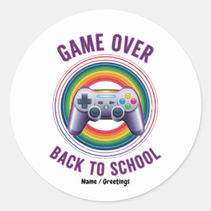 Funny Game Over Controller Teacher KIds Level Up Runder Aufkleber