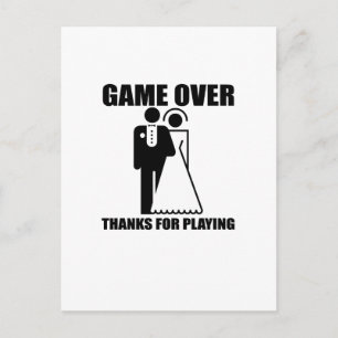 Funny, "Game Over" Hochzeitsdesign Postkarte