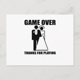 Funny, "Game Over" Hochzeitsdesign Postkarte