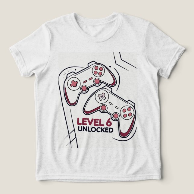 Funny Gamer 6th birthday Gift, Level 6th Unlocked Tri-Blend Shirt (Design Vorderseite)