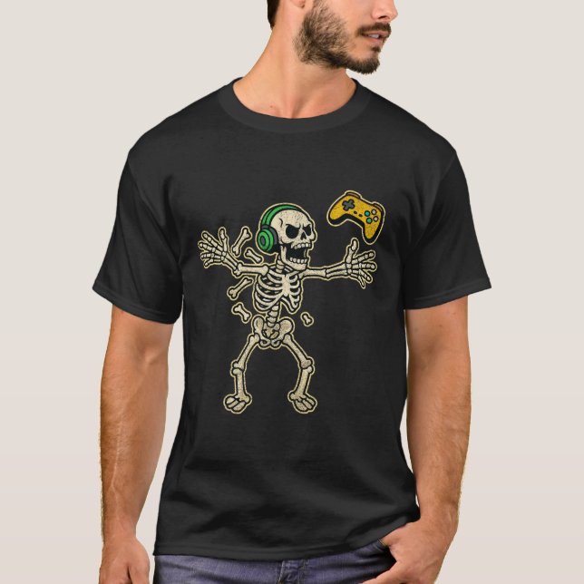 Funny Gamer Angry Skeleton Gamer Teen Boys Video G T-Shirt (Vorderseite)