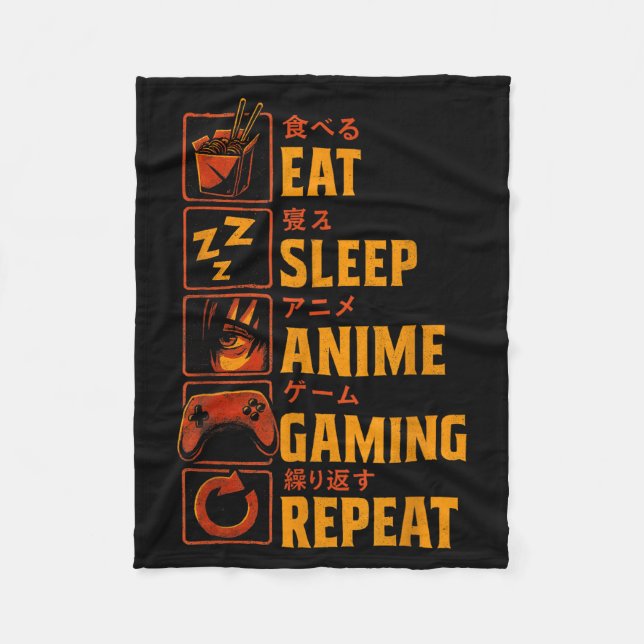 Funny Gamer Anime Graphic Tee Men Boys Teens Video Fleecedecke (Vorderseite)