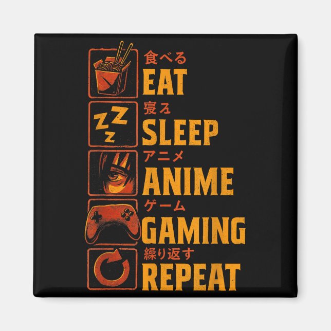 Funny Gamer Anime Graphic Tee Men Boys Teens Video Magnet (Vorne)