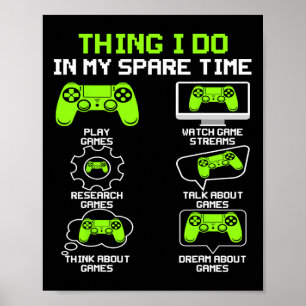 Funny Gamer Dinge, die ich in meiner Freizeit spie Poster