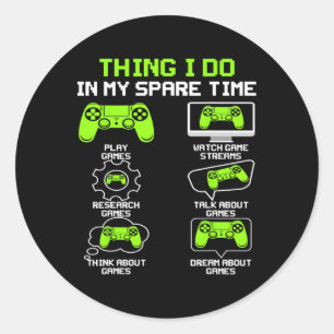Funny Gamer Dinge, die ich in meiner Freizeit spie Runder Aufkleber