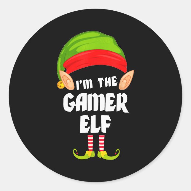 Funny Gamer Elf Matching Family Group Pj Christmas Runder Aufkleber (Vorderseite)