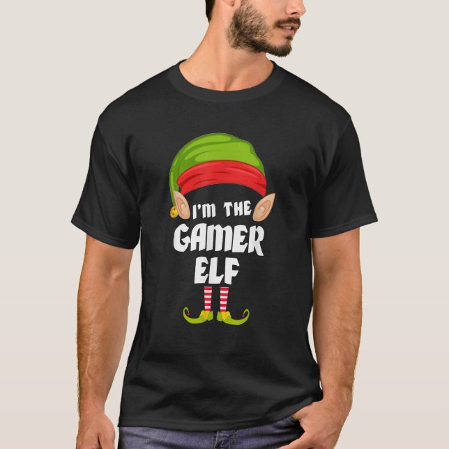 Funny Gamer Elf Matching Family Group PJ Weihnacht T-Shirt (Vorderseite)