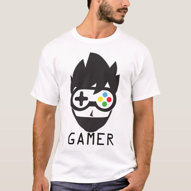 Funny Gamer Face with Joystick Eyes Gaming Tee Fun (Vorderseite)