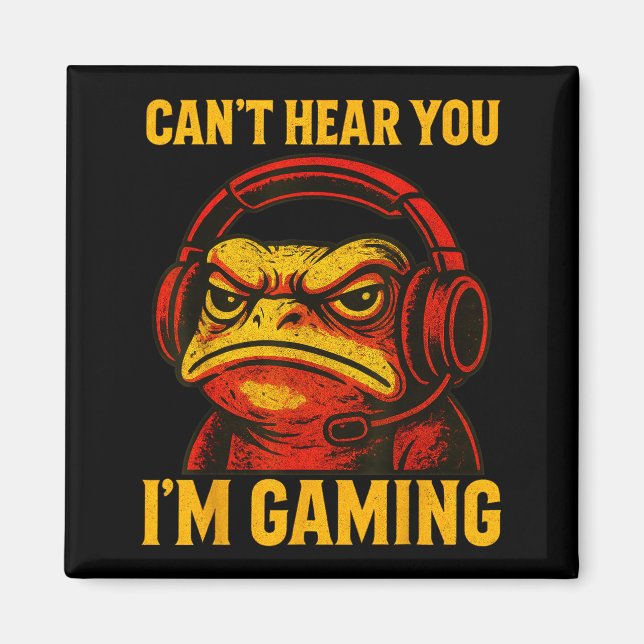 Funny Gamer Frog Men Women Boys Can't Hear You Vid Magnet (Vorne)