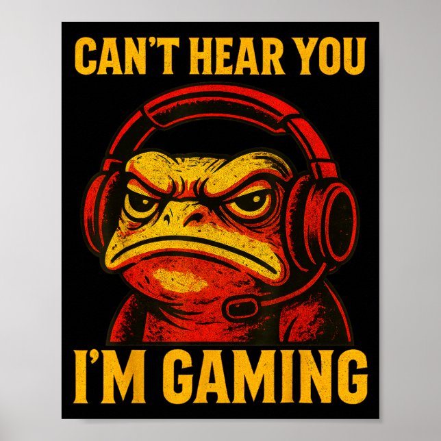 Funny Gamer Frog Men Women Boys Can't Hear You Vid Poster (Vorne)