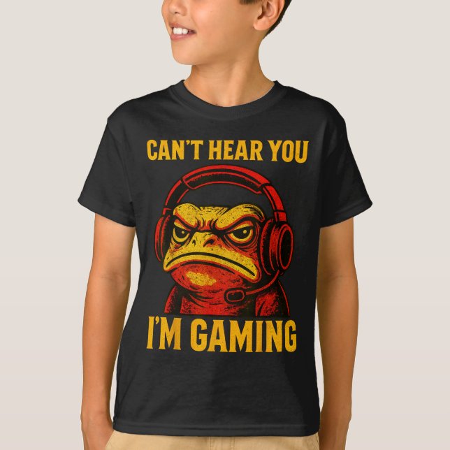 Funny Gamer Frog Men Women Boys Can't Hear You Vid T-Shirt (Vorderseite)