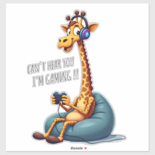 Funny Gamer Giraffe Gaming for Boys Men Video Game Aufkleber
