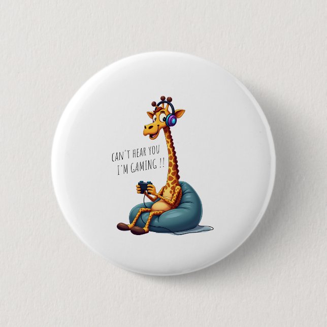 Funny Gamer Giraffe Gaming for Boys Men Video Game Button (Vorderseite)