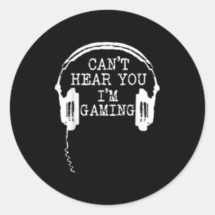 Funny Gamer Headset Ich kann dich nicht hören, das Runder Aufkleber