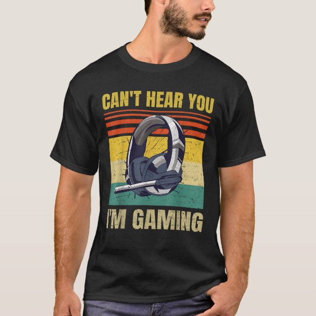 Funny Gamer Headset Kann dich nicht hören ich bin  T-Shirt (Vorderseite)