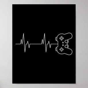 Funny Gamer Heartbeat Videospiel Lover Men Frauen Poster