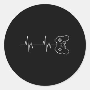 Funny Gamer Heartbeat Videospiel Lover Men Frauen Runder Aufkleber