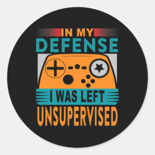 Funny Gamer I wurde unbeaufsichtigt Links Runder Aufkleber