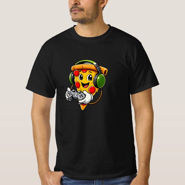 Funny Gamer Pizza Character Gaming Design – Cute P T-Shirt (Vorderseite)