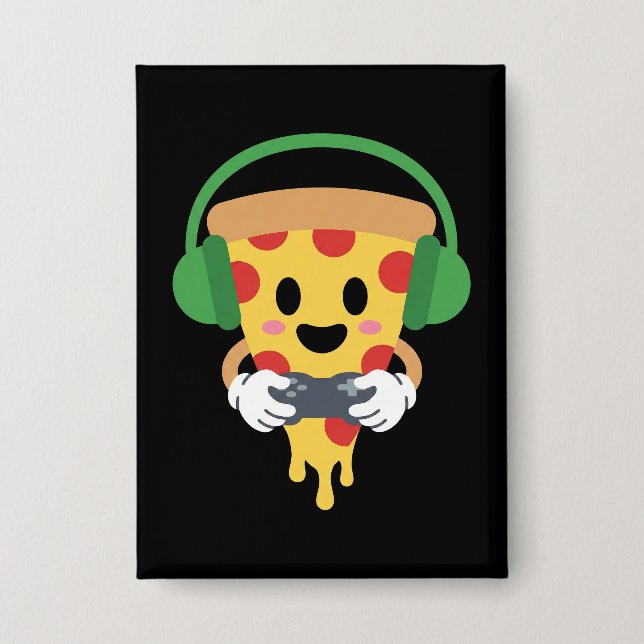 Funny Gamer Pizza Gaming Video Game Enthusiast Boy Button (Vorderseite)