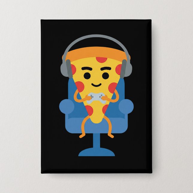 Funny Gamer Pizza Gaming Video Game Enthusiast Boy Button (Vorderseite)