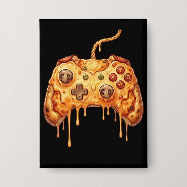Funny Gamer Pizza Gaming Video Game Enthusiast Boy Button (Vorderseite)