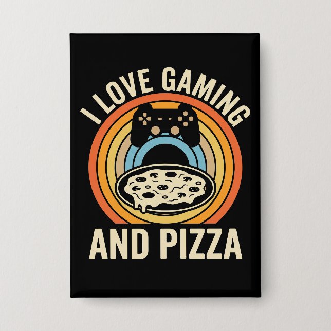 Funny Gamer Pizza Gaming Video Game Enthusiast Boy Button (Vorderseite)