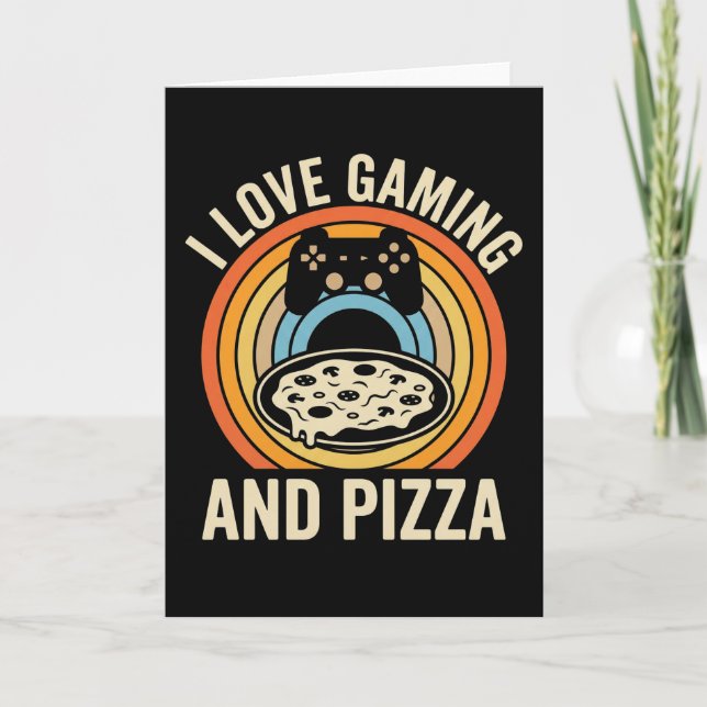 Funny Gamer Pizza Gaming Video Game Enthusiast Boy Karte (Vorderseite)