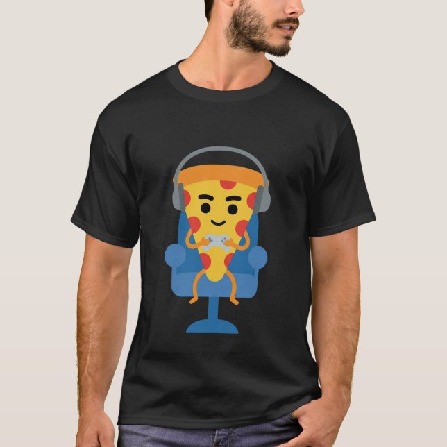Funny Gamer Pizza Gaming Video Game Enthusiast Boy T-Shirt (Vorderseite)