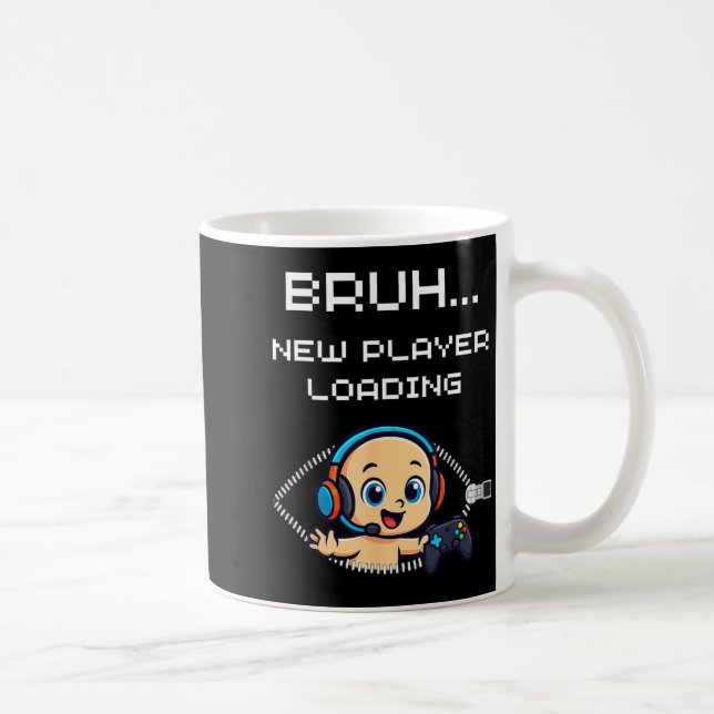 Funny Gamer Pregnancy Announcement – Bruh New Play Kaffeetasse (Rechts)