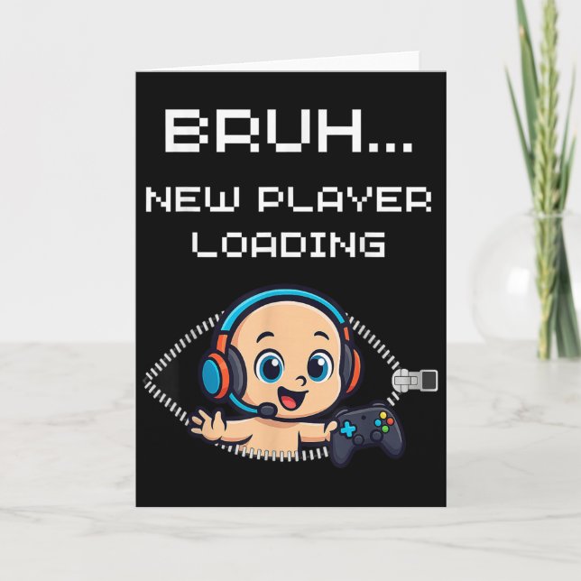 Funny Gamer Pregnancy Announcement – Bruh New Play Karte (Vorderseite)