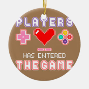 Funny Gamer Pregnancy Announcement for Dad Mom Keramik Ornament