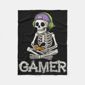 Funny Gamer Skeleton Gamer Teen Boys Video Gaming Fleecedecke
