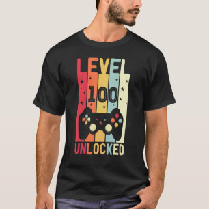 Funny Gamer Stufe 100 Tage der Schule Ungesperrte T-Shirt