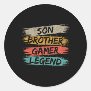 Funny Gamer Vintage Videospiele für Boys Brother S Runder Aufkleber